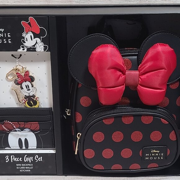 BioWorld Disney Minnie Mouse Backpack, Card Holder and Keychain Set - NEW IN BOX